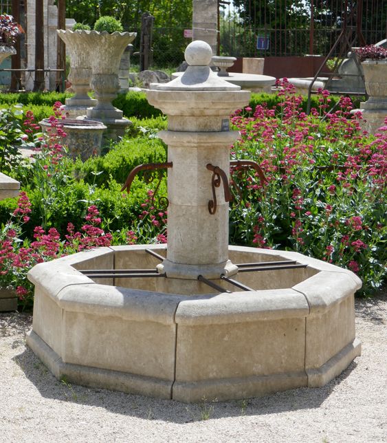 fontaine, en, pierre, de, taille, naturel 
