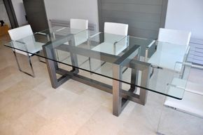 table, et, chaise, inox,