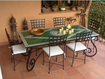 Table jardin zellige -  table de jardin - mobilier de jardin -  table en zellige 