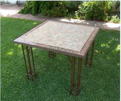 Table jardin zellige -  table de jardin - mobilier de jardin -  table en zellige 